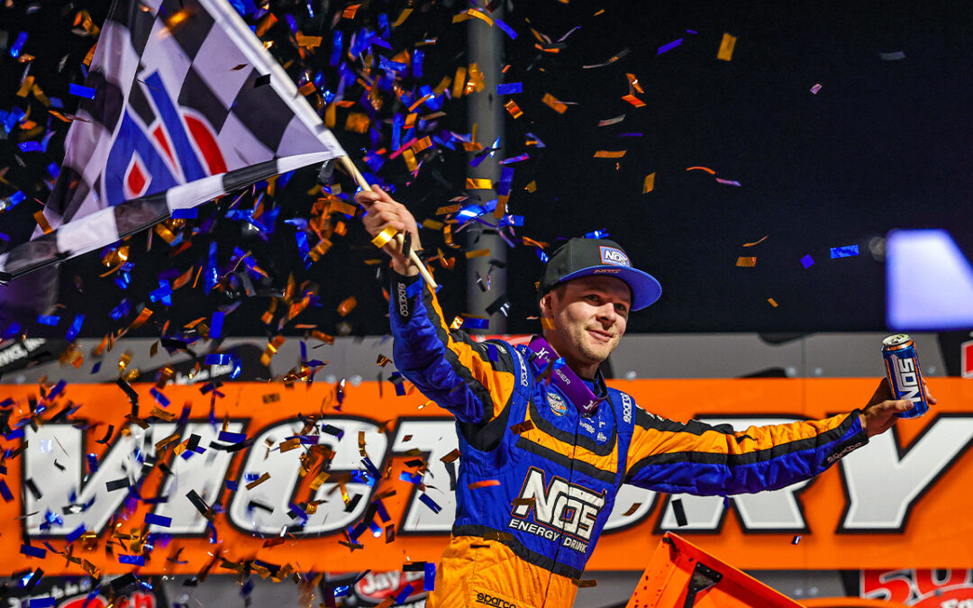 Sheldon Haudenschild Tops Huset’s High Bank Nationals Prelim Barnburner