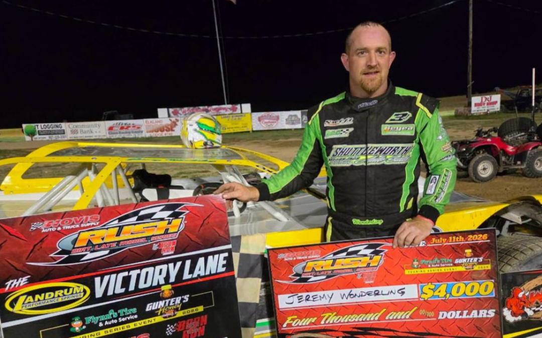 Jeremy Wonderling Fends Off Local Brett Marlatt At Woodhull To Become Season’s 1st Repeat Hovis RUSH Late Model Flynn’s Tire/Gunter’s Honey Tour Winner