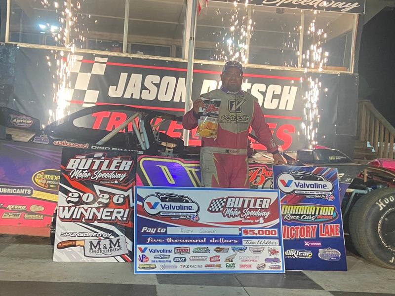 Rusty Schlenk Outduels Colten Burdette In Thrilling Butler Motor Speedway Victory With Valvoline American Late Model Iron-Man Series