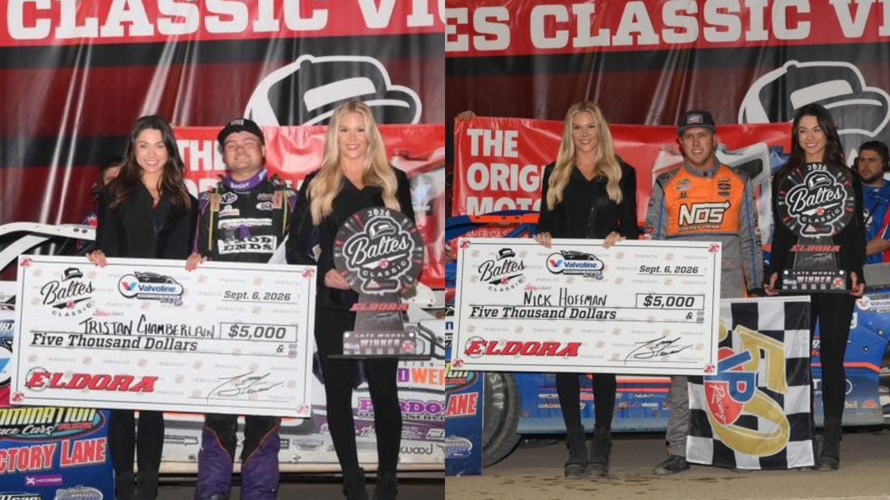 Tristan Chamberlain And Nick Hoffman Bag 18th Annual Baltes Classic Victories With Valvoline American Late Model Iron-Man Series At Eldora Speedway