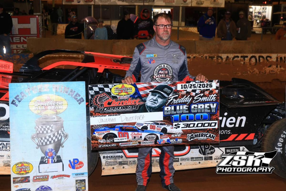 Jonathan Davenport Cashes $30,000 For Winning Second Blue Gray 100 Title; Tucker Anderson Wins Southern All Stars Championship!