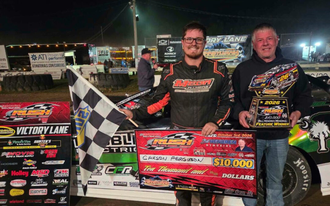 Carson Ferguson Captures $10,000 “Bill Hendren Memorial” At Pittsburgh To Become 11th Different Winner In 12 Hovis RUSH Late Model Flynn’s Tire/Gunter’s Honey Tour Races In 2026