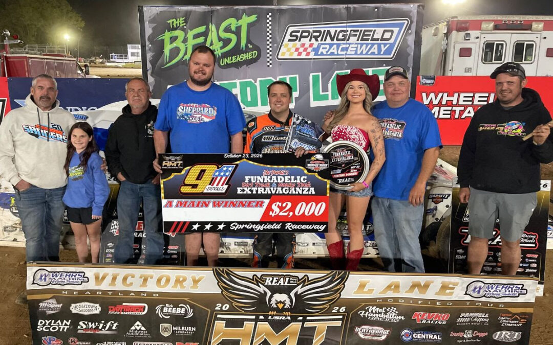Rodney Sanders Outduels Jason Hughes In Springfield Funkadelic Opener; Heartland Modified Tour Title Gap Shrinks To Nine Points